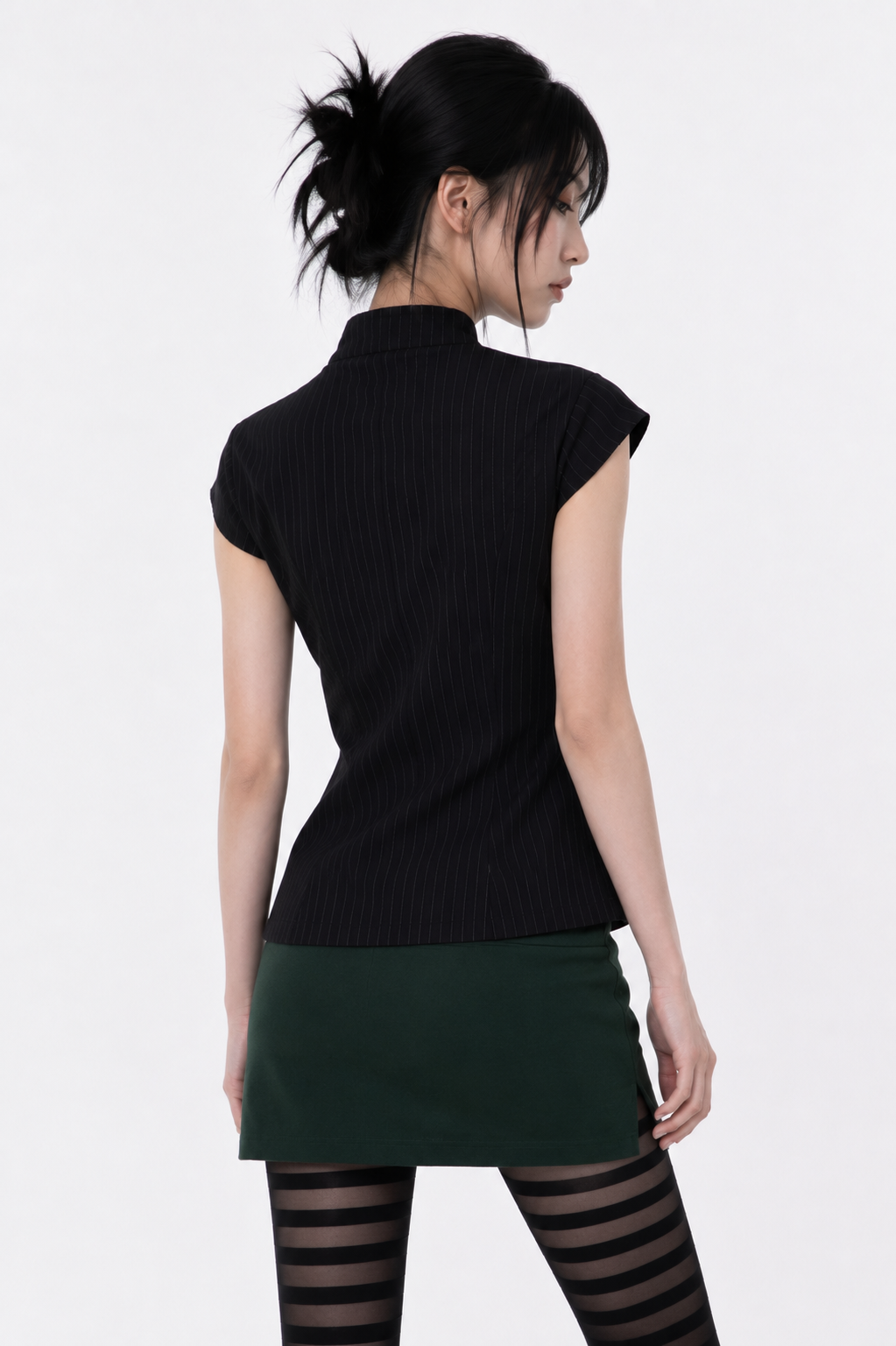 ⚉— Black Pinstripe Button Vest | Coraline-Inspired Whimsygoth Top |