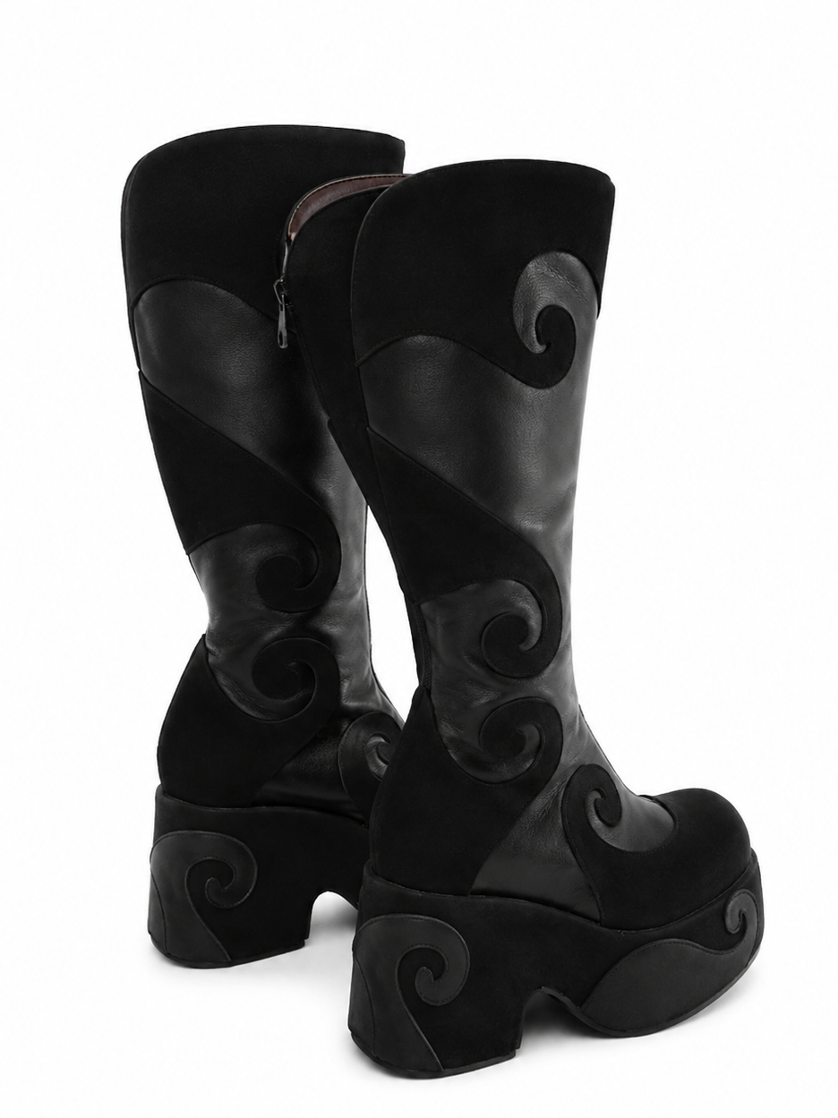 𖦹— Whimsygoth Platform Boots | Gothic Knee High Boots | Across The Sea