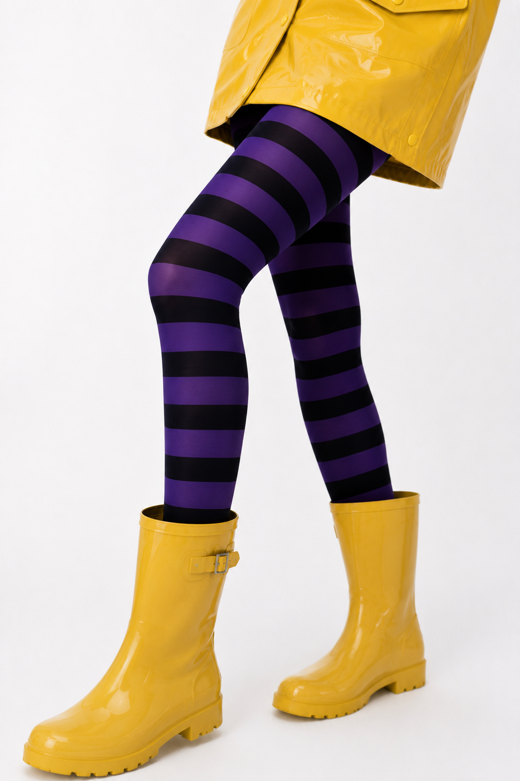 ✄—Purple & Black Striped Tights – Whimsical Statement Tights