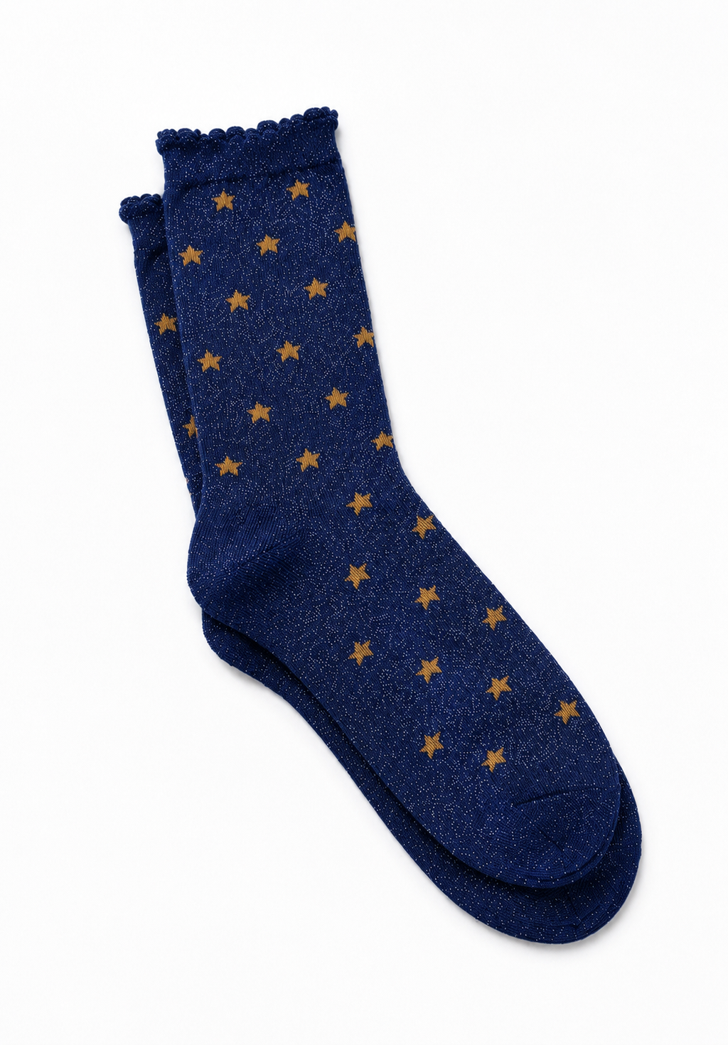 𖤐—Navy Glitter Star Socks | Whimsygoth & Coraline-Inspired Crew Socks