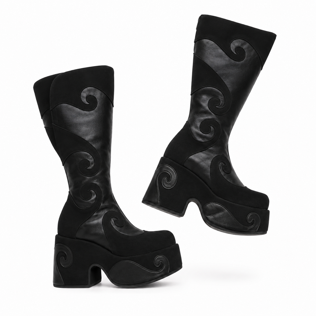 𖦹— Whimsygoth Platform Boots | Gothic Knee High Boots | Across The Sea