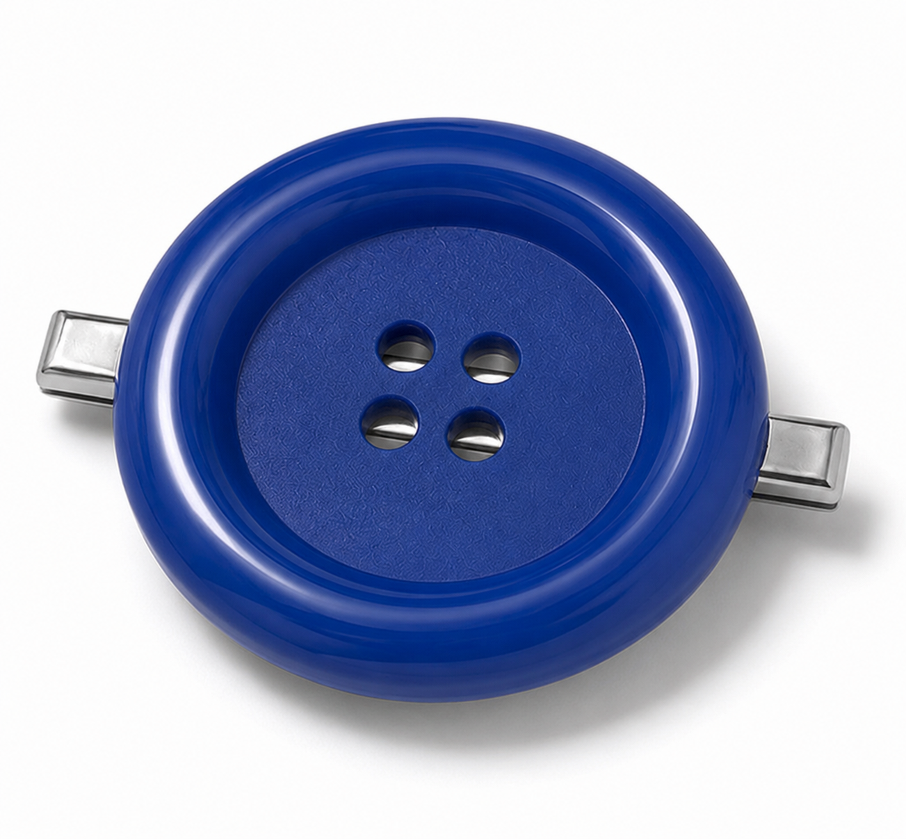 ⚉ —Oversized Blue Button Hair Clip – Whimsical Statement Barrette