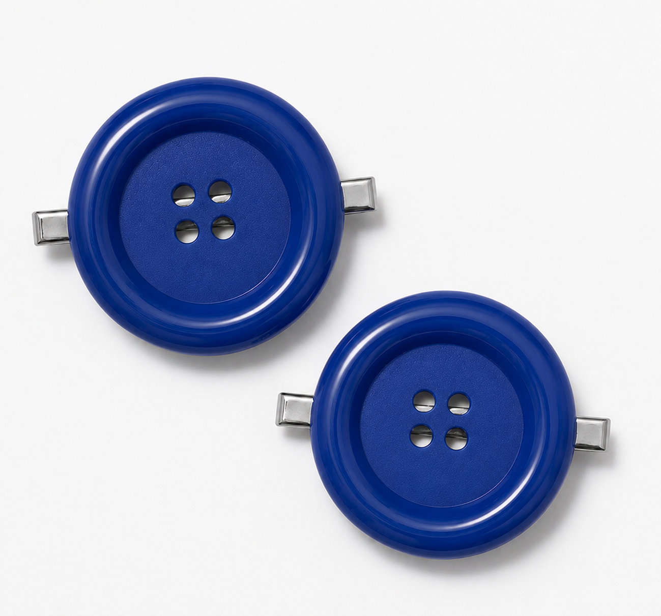 ⚉ —Oversized Blue Button Hair Clip – Whimsical Statement Barrette