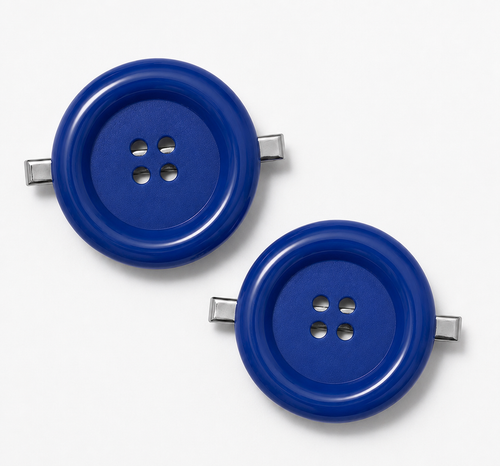 ⚉ —Oversized Blue Button Hair Clip – Whimsical Statement Barrette